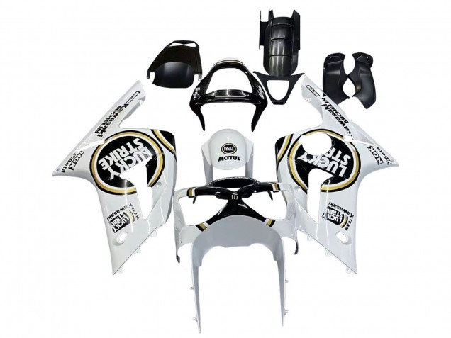Discount 2003-2004 White Black Motul Lucky Strike Kawasaki ZX6R Motorcycle Fairings Canada