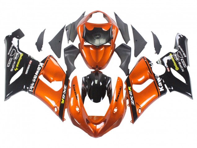 Discount 2005-2006 Orange Black Kawasaki ZX6R Motorcycle Fairing Canada