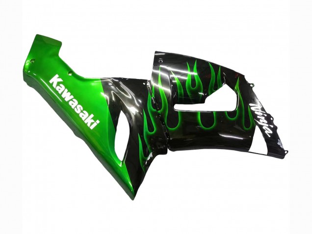 Discount 2005-2006 Glossy Black Green Flame Kawasaki ZX6R Motorcycle Fairing Canada