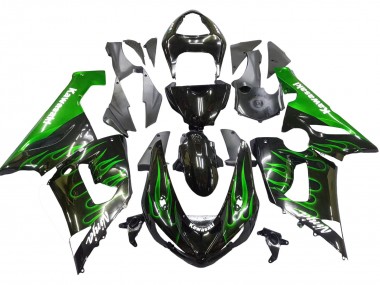 Discount 2005-2006 Glossy Black Green Flame Kawasaki ZX6R Motorcycle Fairing Canada
