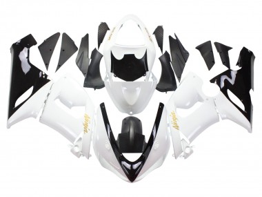 Discount 2005-2006 White Black Gold Ninja Kawasaki ZX6R Motorcycle Fairings Canada