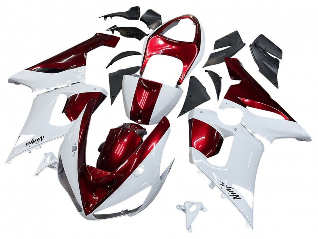 Discount 2005-2006 White Red Kawasaki ZX6R Motorcycle Fairings Canada