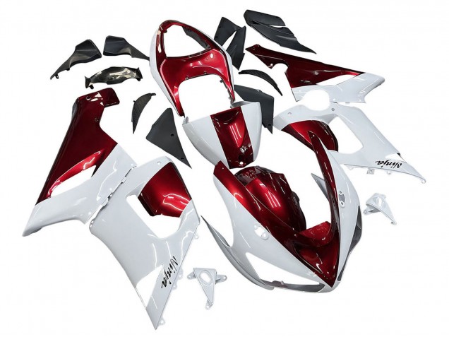 Discount 2005-2006 White Red Kawasaki ZX6R Motorcycle Fairings Canada