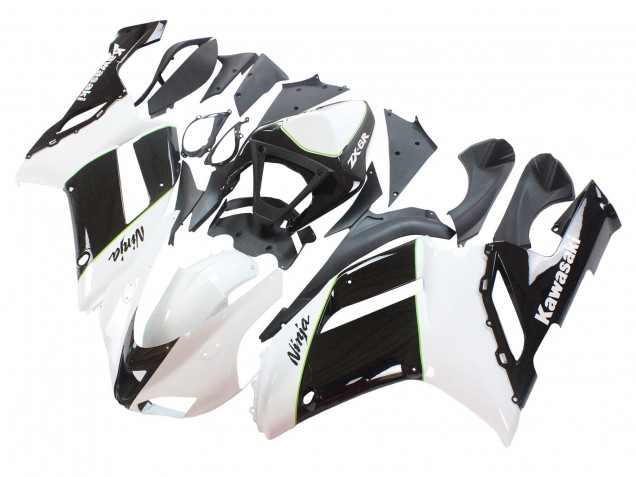 Discount 2007-2008 Black White Ninja Kawasaki ZX6R Motorcycle Fairings Canada