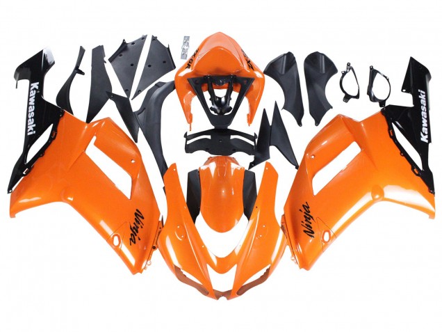 Discount 2007-2008 Orange Black Ninja Kawasaki ZX6R Motorcycle Fairings Canada
