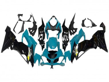 Discount 2009-2012 Light Blue Glossy Black Yellow Kawasaki ZX6R Motorcycle Fairings Canada