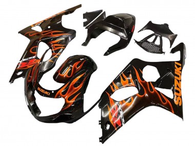Discount 2000-2002 Glossy Black Orange Flame Suzuki GSXR1000 Motorcycle Fairings Canada