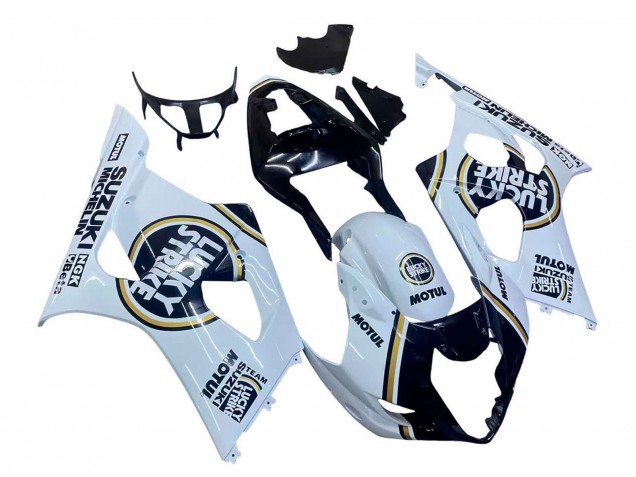 Discount 2003-2004 White Black Gold Motul Lucky Strike Suzuki GSXR 1000 Motorcycle Fairings Canada