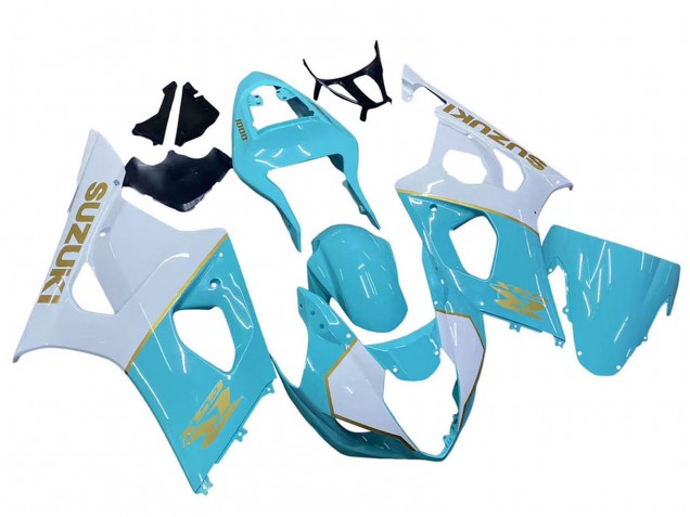 Discount 2003-2004 White Light Blue Gold Suzuki GSXR 1000 Motorcycle Fairings Canada