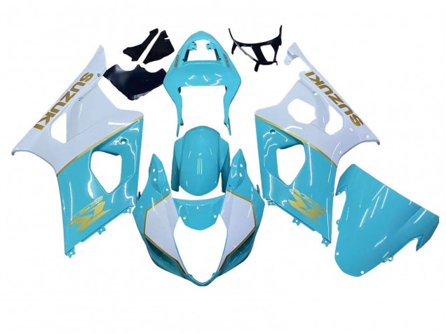 Discount 2003-2004 White Light Blue Gold Suzuki GSXR 1000 Motorcycle Fairings Canada