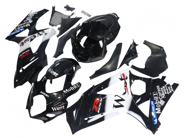 Discount 2007-2008 Glossy Black White West Suzuki GSXR 1000 Motorcycle Fairings Canada