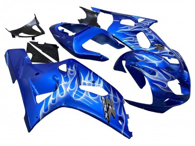 Discount 2001-2003 Blue with White Flame Suzuki GSXR 600 / GSXR 750 Motorcycle Fairings Canada