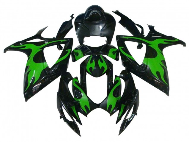 Discount 2004-2005 Glossy Black Green Flame Suzuki GSXR 600 / GSXR 750 Motorcycle Fairings Canada