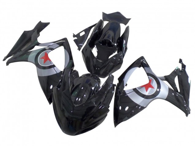 Discount 2004-2005 Glossy Black Silver Red Star Suzuki GSXR 600 / GSXR 750 Motorcycle Fairings Canada