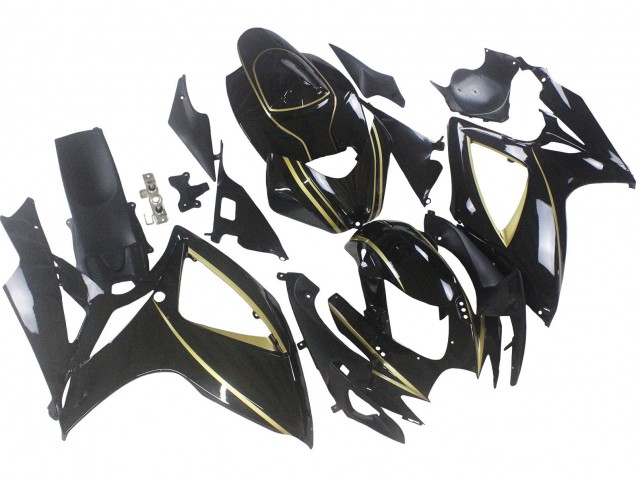 Discount 2006-2007 Glossy Black Gold Stripe Suzuki GSXR 600 / GSXR 750 Motorcycle Fairings Canada