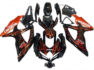 Discount 2008-2010 Glossy Black Orange Flame Suzuki GSXR 600 / GSXR 750 Motorcycle Fairings Canada