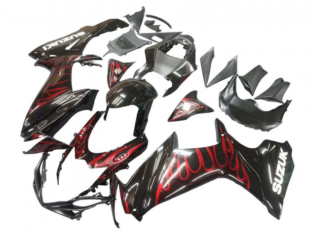 Discount 2011-2024 Glossy Black Red Flame Suzuki GSXR 600 / GSXR 750 Motorcycle Fairings Canada