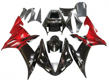 Discount 2002-2003 Glossy Black Red Flame Yamaha YZF 1000 R1 Motorcycle Fairings Canada