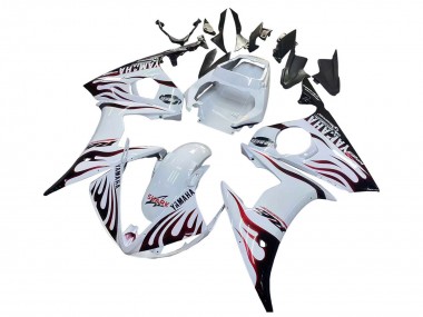 Discount 2006-2009 White with Dark Black Flame Yamaha YZF R6S Motorcycle Fairings Canada