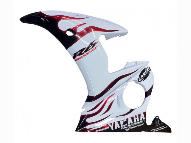 Discount 2006-2009 White with Dark Black Flame Yamaha YZF R6S Motorcycle Fairings Canada