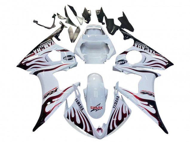 Discount 2006-2009 White with Dark Black Flame Yamaha YZF R6S Motorcycle Fairings Canada