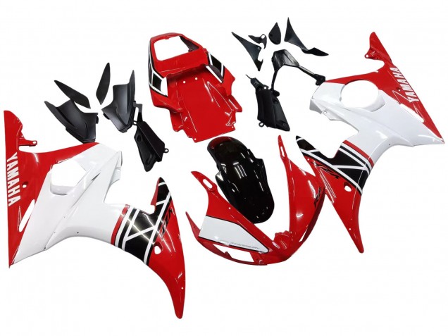 Discount 2003-2004 White Red Glossy Black Yamaha YZF R6 Motorcycle Fairing Canada