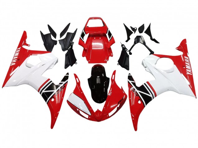 Discount 2003-2004 White Red Glossy Black Yamaha YZF R6 Motorcycle Fairing Canada