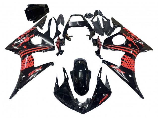 Discount 2003-2004 Glossy Black Red Yamaha YZF R6 Motorcycle Fairing Canada