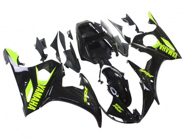 Discount 2003-2004 Glossy Black Neon Yellow Yamaha YZF R6 Motorcycle Fairings Canada