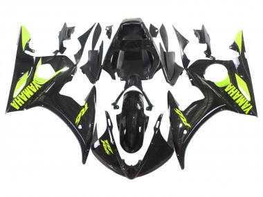 Discount 2003-2004 Glossy Black Neon Yellow Yamaha YZF R6 Motorcycle Fairings Canada