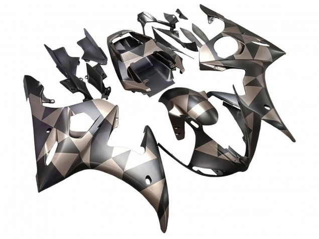 Discount 2003-2004 Grey Matte Black Geometric Yamaha YZF R6 Motorcycle Fairings Canada