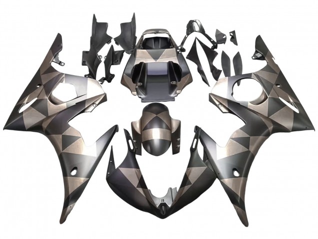 Discount 2003-2004 Grey Matte Black Geometric Yamaha YZF R6 Motorcycle Fairings Canada