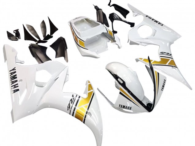 Discount 2003-2004 White Gold Yamaha YZF R6 Motorcycle Fairings Canada