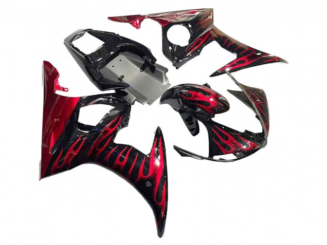 Discount 2005 Black with Red Flame Yamaha YZF 600 R6 Motorcycle Fairings Canada