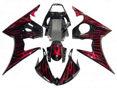 Discount 2005 Black with Red Flame Yamaha YZF 600 R6 Motorcycle Fairings Canada