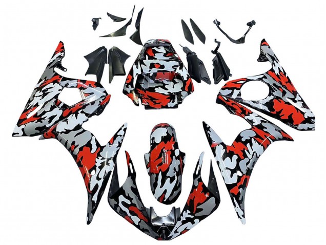 Discount 2005 Black Red Grey Camouflage Yamaha YZF 600 R6 Motorcycle Fairings Canada