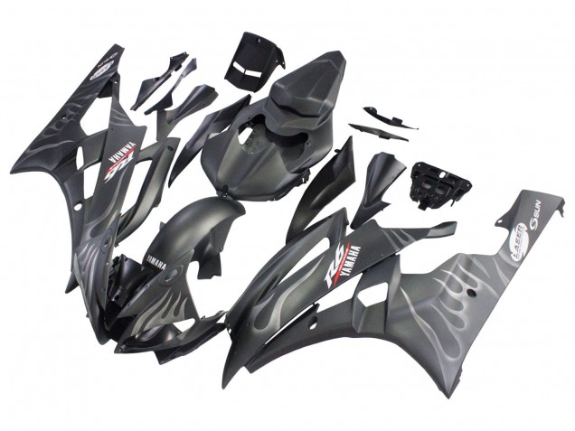 Discount 2006-2007 Matte Black Silver Flame Yamaha YZF 600 R6 Motorcycle Fairings Canada