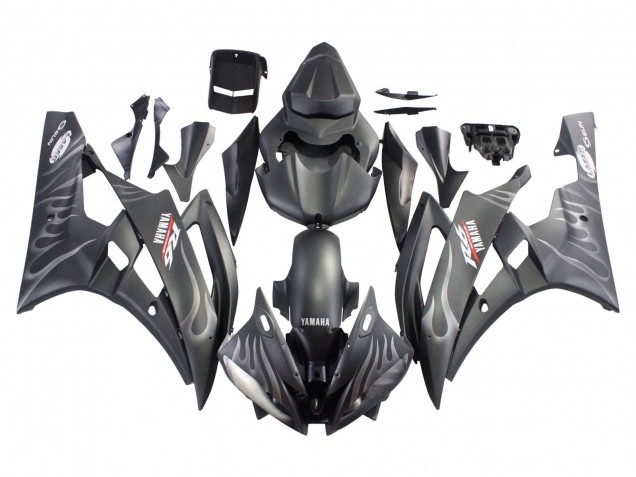 Discount 2006-2007 Matte Black Silver Flame Yamaha YZF 600 R6 Motorcycle Fairings Canada