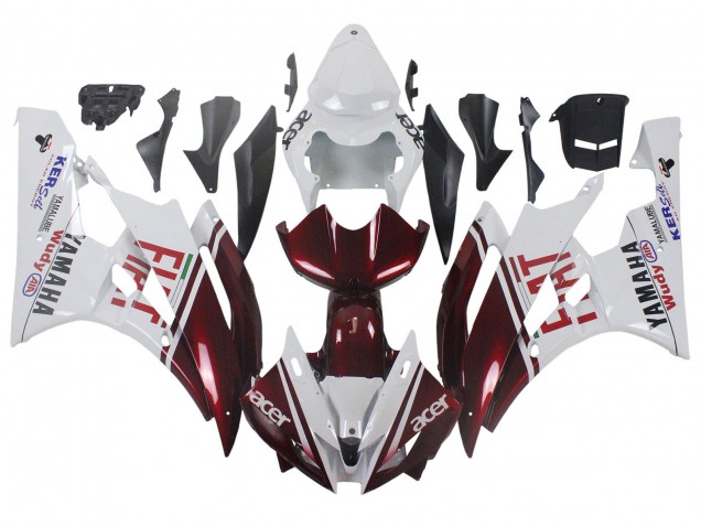 Discount 2006-2007 White Maroon Red Fiat Acer Yamalube Yamaha YZF 600 R6 Motorcycle Fairings Canada