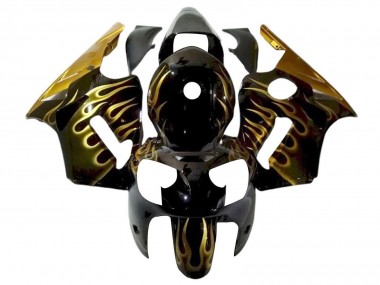 Discount 2000-2001 Glossy Black Gold Flame Kawasaki ZX12R Motorcycle Fairings Canada