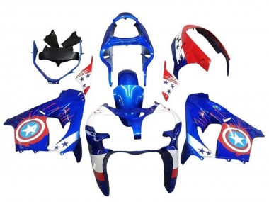Discount 2002-2003 Blue White Red Captain America Star Kawasaki ZX9R Motorcycle Fairings Canada