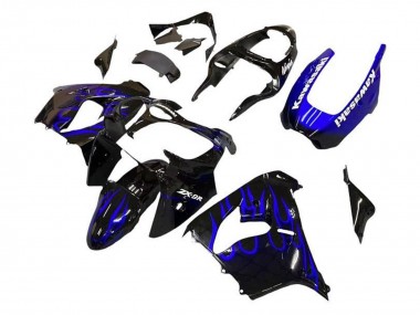 Discount 2002-2003 Black White with Blue Flame Kawasaki ZX9R Motorcycle Fairings Canada