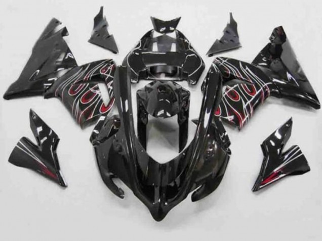 Discount 2004-2005 Black Red White Flame Kawasaki ZX10R Motorcycle Fairings Canada