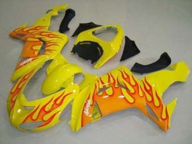 Discount 2006-2007 Yellow Orange Flame Kawasaki ZX10R Motorcycle Fairings Canada