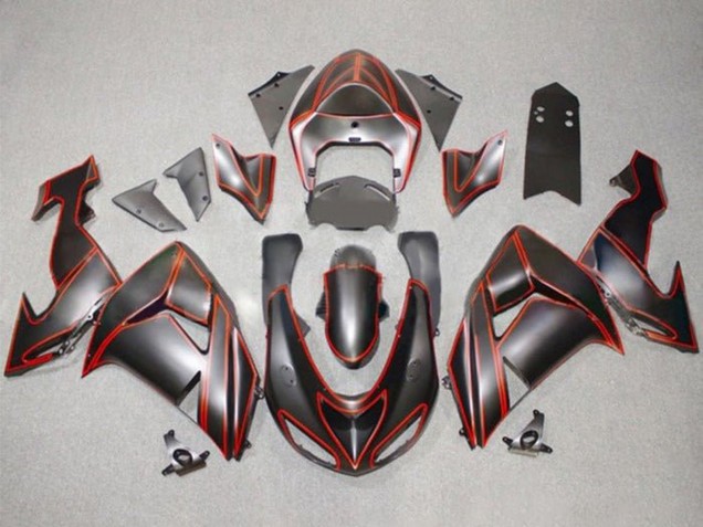 Discount 2006-2007 Matte Black Red Pinstripe Kawasaki ZX10R Motorcycle Fairings Canada