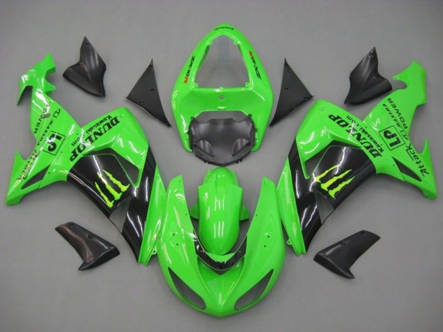 Discount 2006-2007 Green Glossy Black Monster Dunlop Kawasaki ZX10R Motorcycle Fairings Canada
