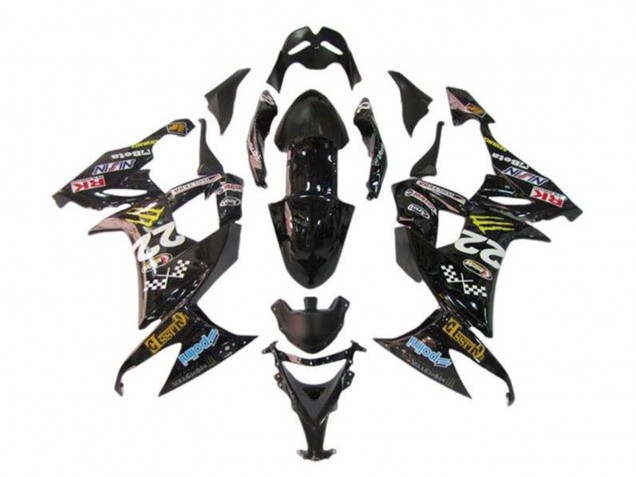 Discount 2008-2010 Glossy Black Blue Yellow Monster Kawasaki ZX10R Motorcycle Fairings Canada