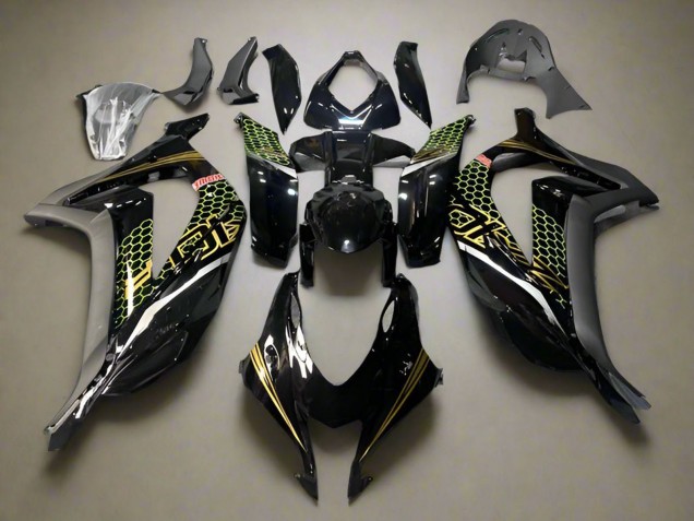 Discount 2016-2020 Glossy Black Gold Honeycomb Kawasaki ZX10R Motorcycle Fairings Canada