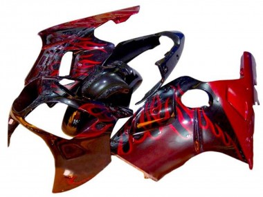 Discount 2002-2006 Glossy Black Red Flame Kawasaki ZX12R Motorcycle Fairings Canada