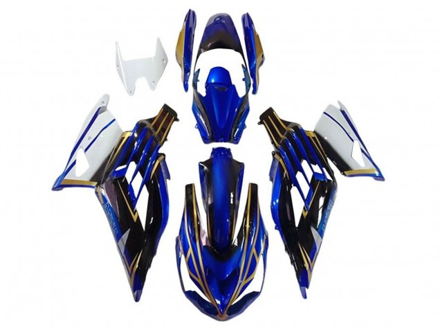 Discount 2012-2024 White Gold Blue Black Stripe Kawasaki ZX14R ZZR1400 Motorcycle Fairings Canada